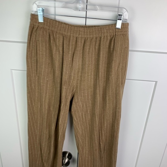 Rag & Bone MEDIUM pull On Pinstripe Trouser Pants Tan Side Pockets academia - Picture 3 of 6